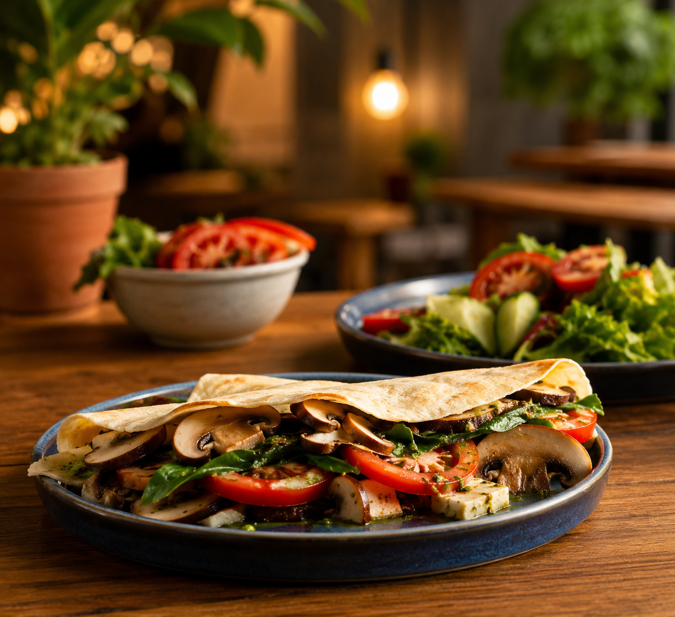 Crepa salada caprese con hongos