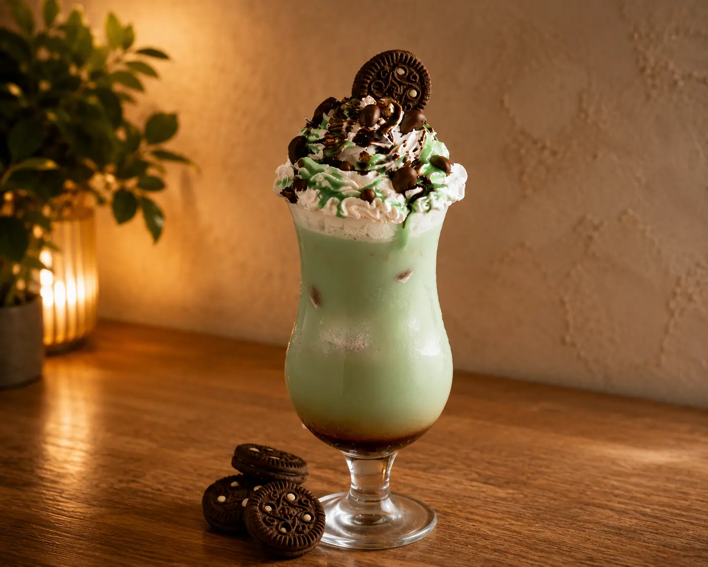 Frappe de menta chocolate con crema